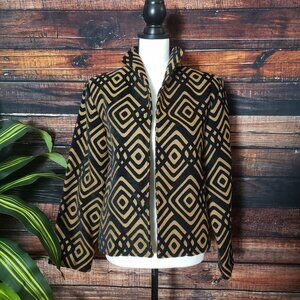 Painted Pony Tapestry Jacket MP Vintage Open Blazer Black Brown Made In USA